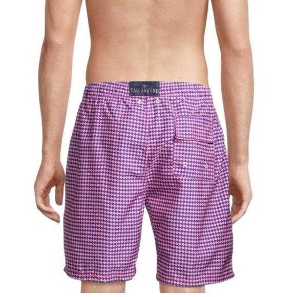 Mens Tailorbyrd Purple Gingham Board Mesh Shorts Size XL - Picture 2 of 9